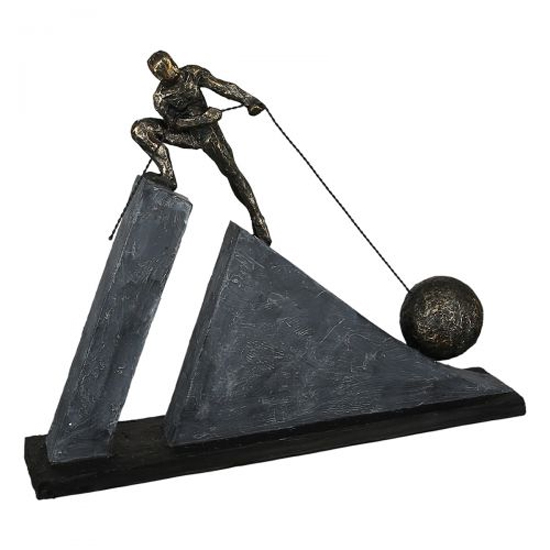 Product photograph of Power Man Poly Design Sculpture In Antique Bronze And Grey from Furniture in Fashion