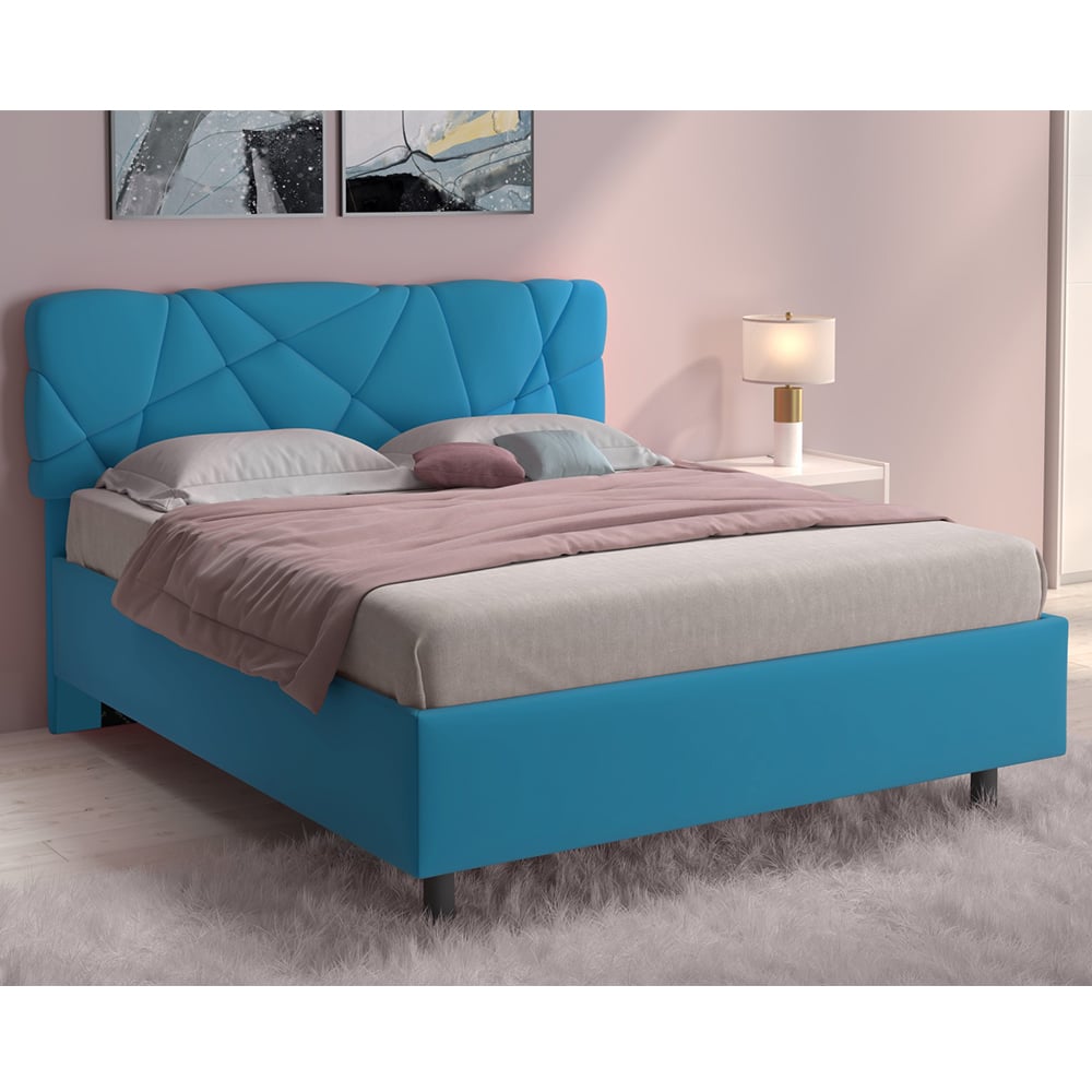 Product photograph of Poznan Fabric Ottoman King Size Bed In Sky Blue from Furniture in Fashion