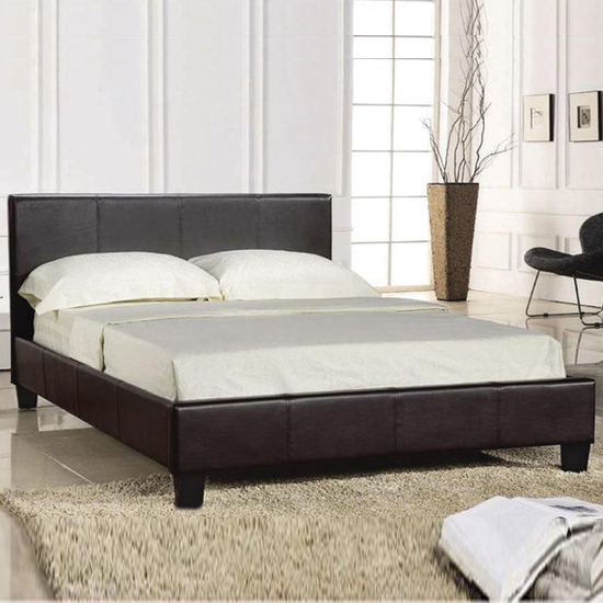 Prada Faux Leather Double Bed In Brown