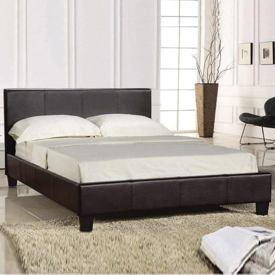 Prada Plus Hydraulic Faux Leather King Size Bed In Brown