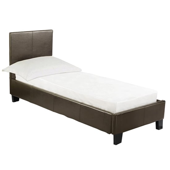 Prada Plus Hydraulic Faux Leather Single Bed In Brown