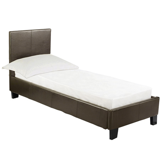 Product photograph of Prada Plus Hydraulic Faux Leather Single Bed In Brown from Furniture in Fashion