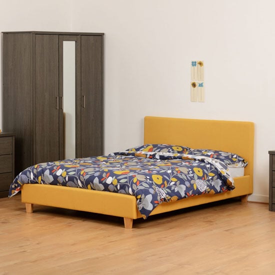 Photo of Prenon fabric double bed in mustard