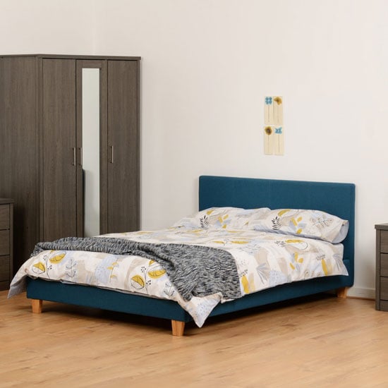 Read more about Prenon fabric double bed in petrol blue