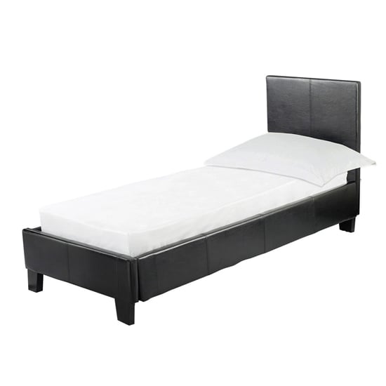 Prescot Plus Hydraulic Leather Single Bed In Black