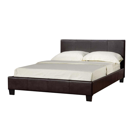 Prescot Plus Hydraulic Leather Small Double Bed In Black