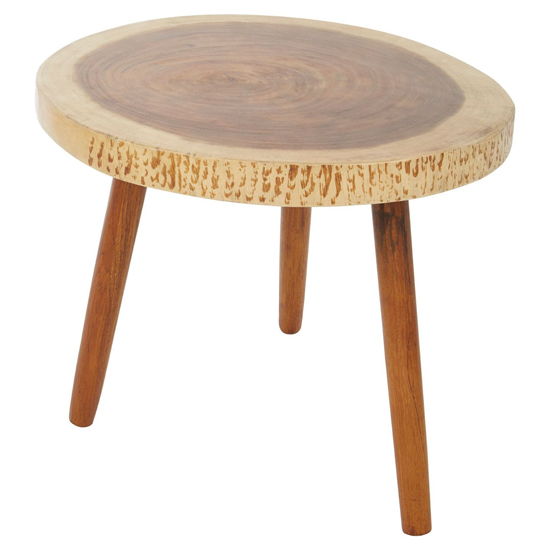 Praecipua Round Wooden Side Table In Brown