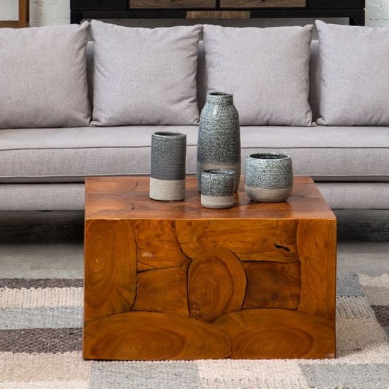 Photo of Praecipua teak wooden coffee table in brown