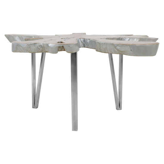 Praecipua Wooden Coffee Table In Natural And Silver