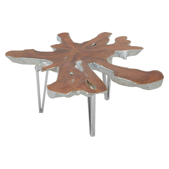 Praecipua Wooden Coffee Table In Natural And Silver
