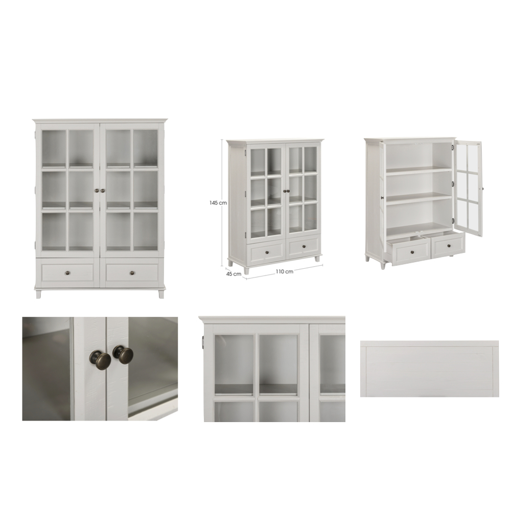 Prague Wooden Display Cabinet With 2 Doors 2 Drawers - Truffle