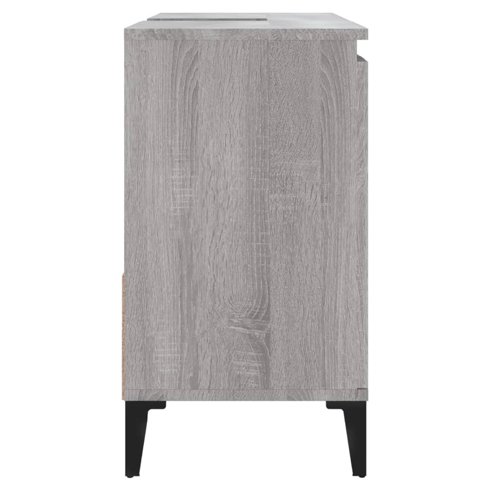 Prague Wooden Vanity Unit With Black Legs In Grey Sonoma