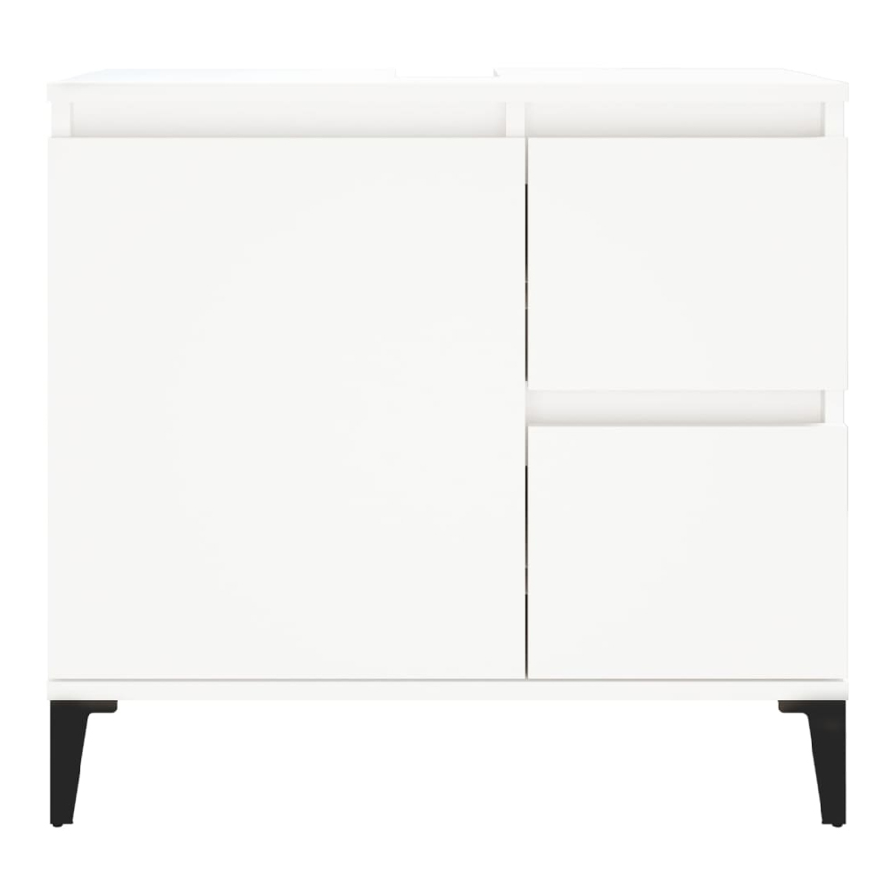 Prague Wooden Vanity Unit With Black Legs In White