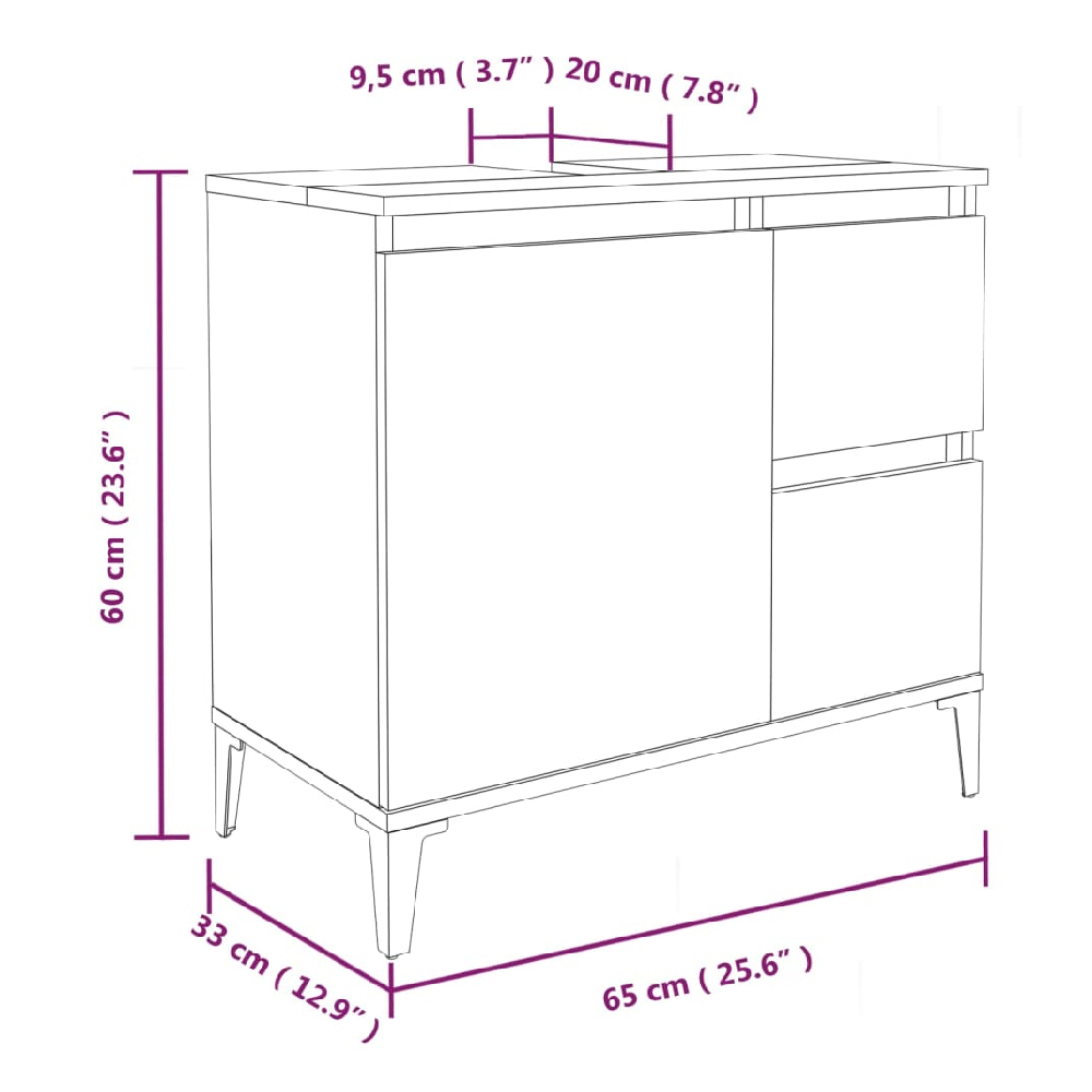 Prague Wooden Vanity Unit With Black Legs In White