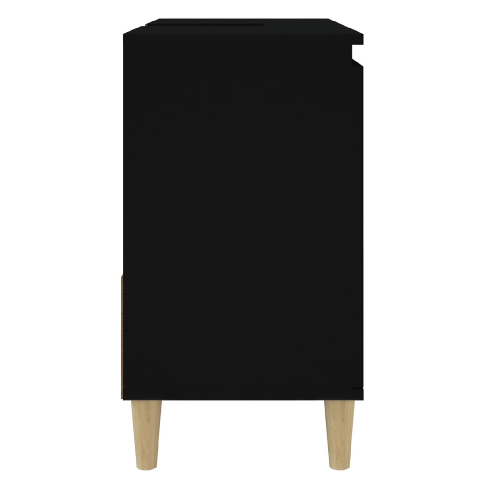 Prague Wooden Vanity Unit With Oak Legs In Black