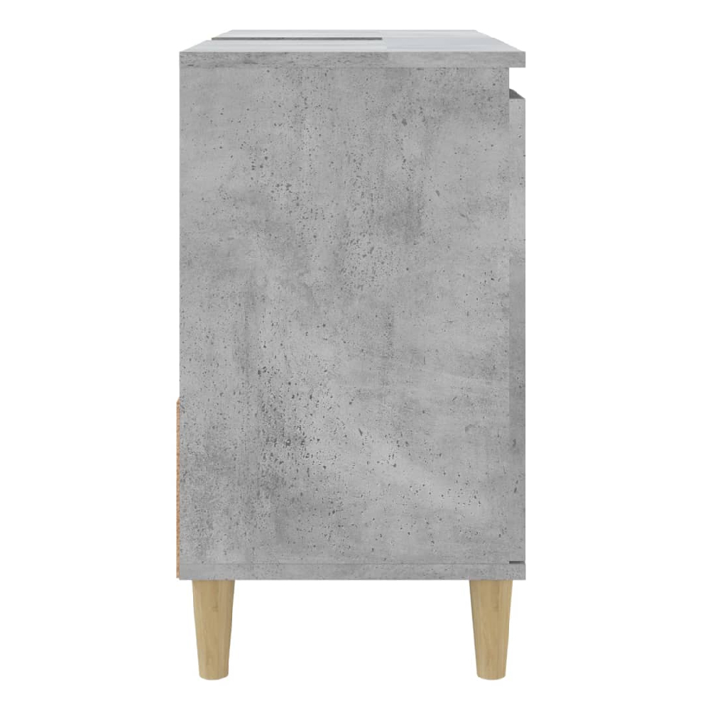 Prague Wooden Vanity Unit With Oak Legs In Concrete Grey