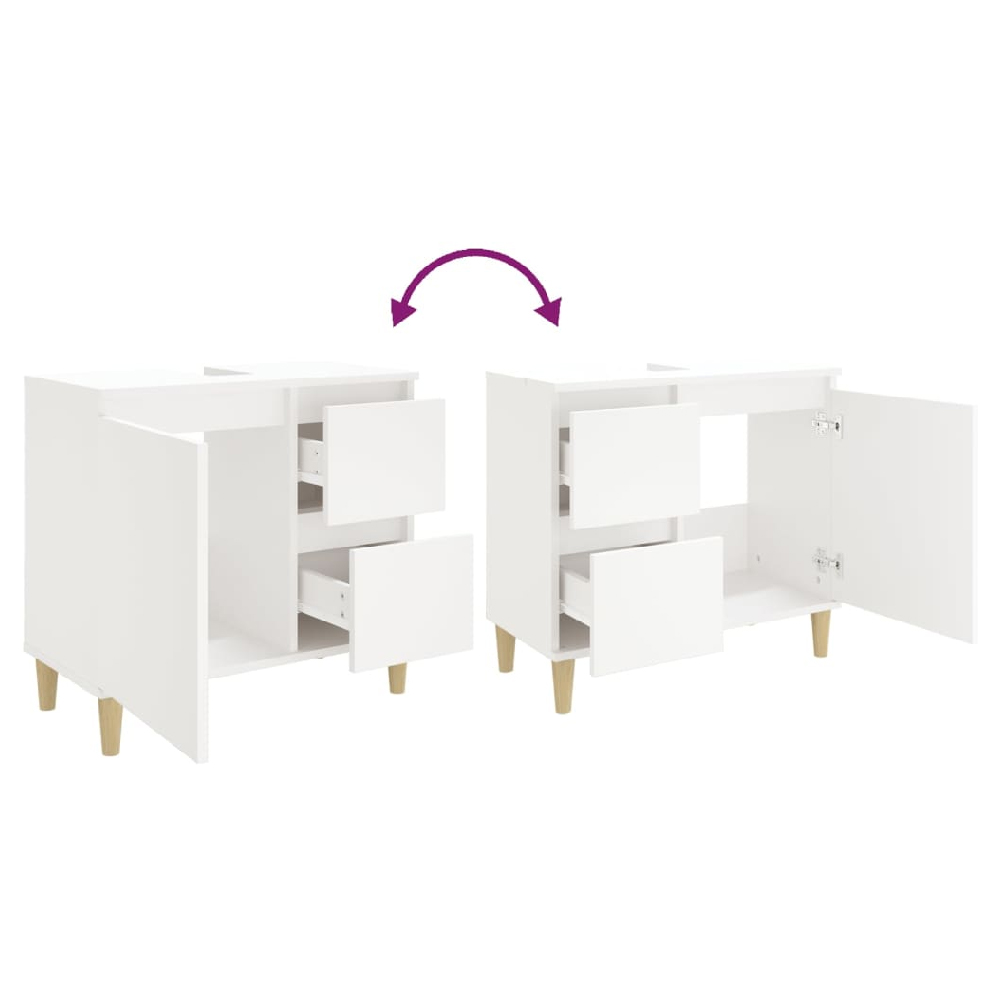 Prague Wooden Vanity Unit With Oak Legs In White