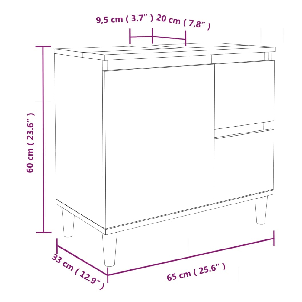 Prague Wooden Vanity Unit With Oak Legs In White