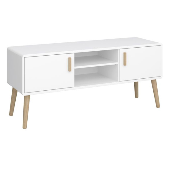 Read more about Praia wooden tv stand with 2 doors in pure white