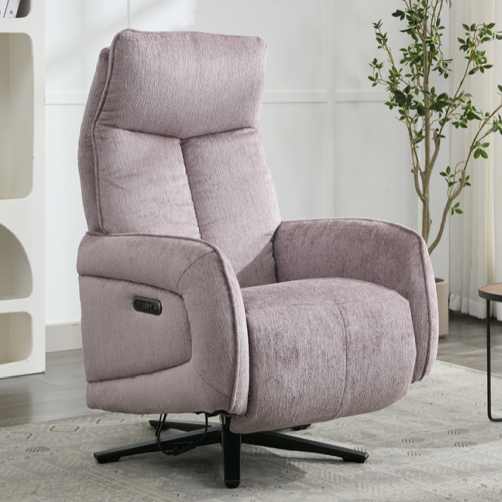 Prato Fabric Electric Recliner Chair In Lavender