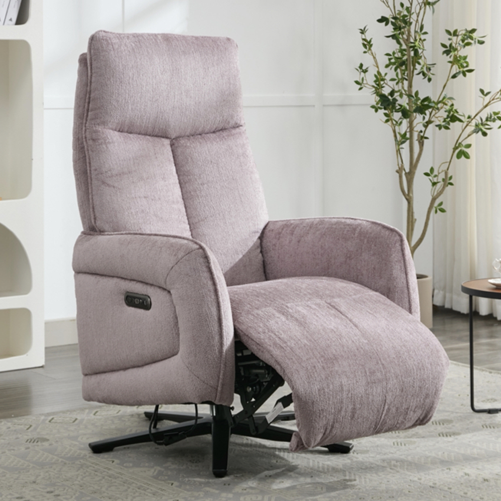 Prato Fabric Electric Recliner Chair In Lavender