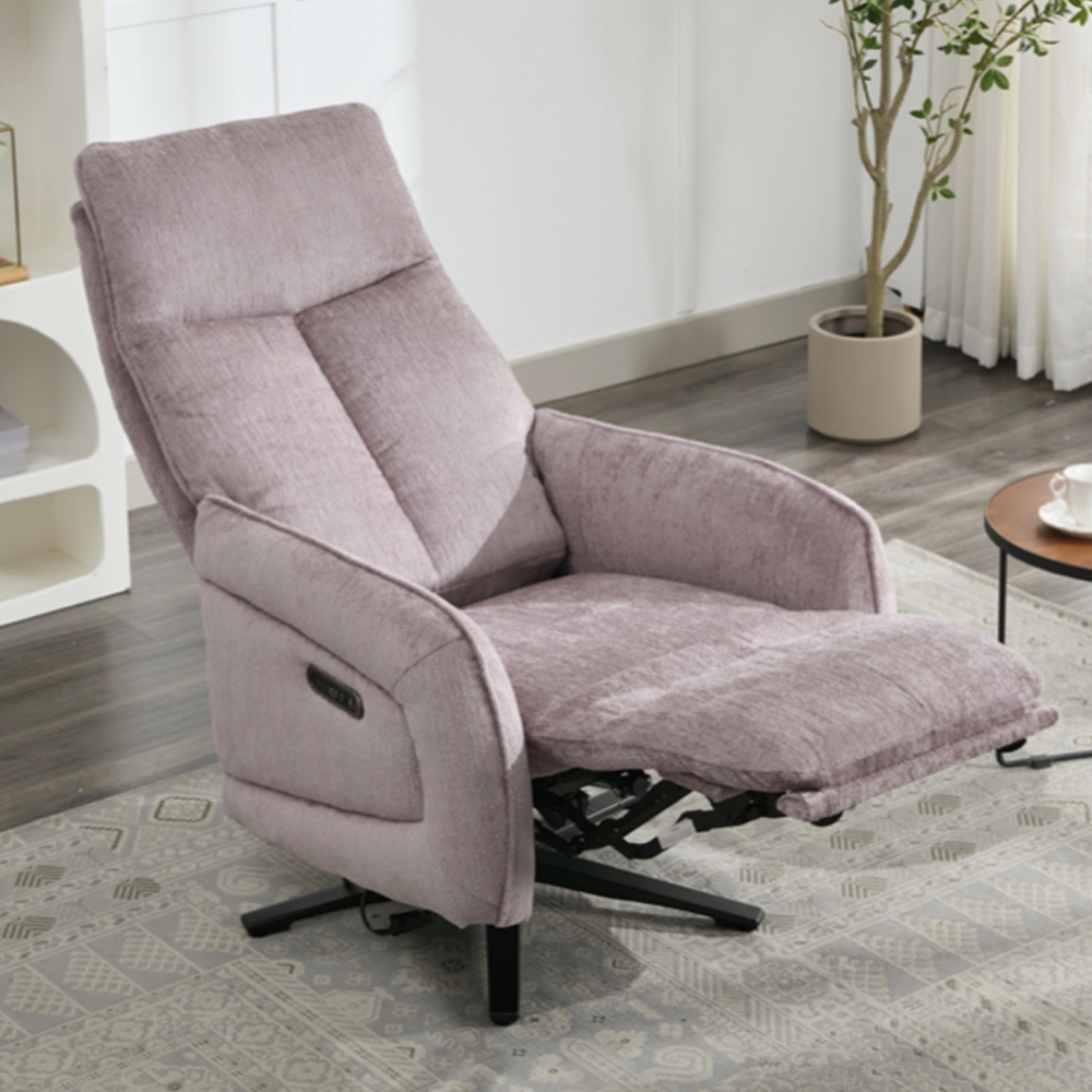 Prato Fabric Electric Recliner Chair In Lavender