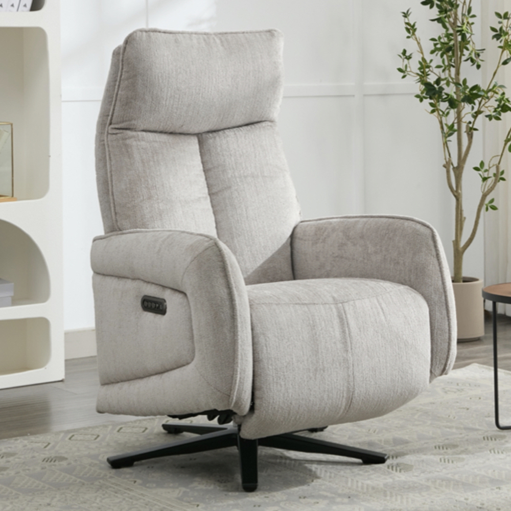 Prato Fabric Electric Recliner Chair In Rabbit
