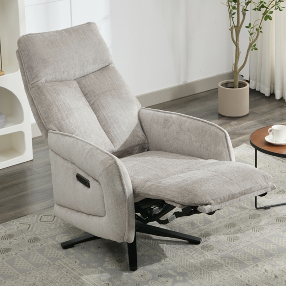 Prato Fabric Electric Recliner Chair In Rabbit