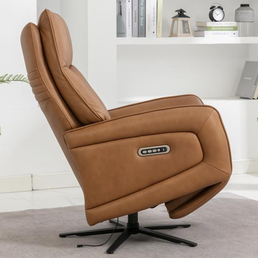 Prato Leather Electric Recliner Chair In Camel