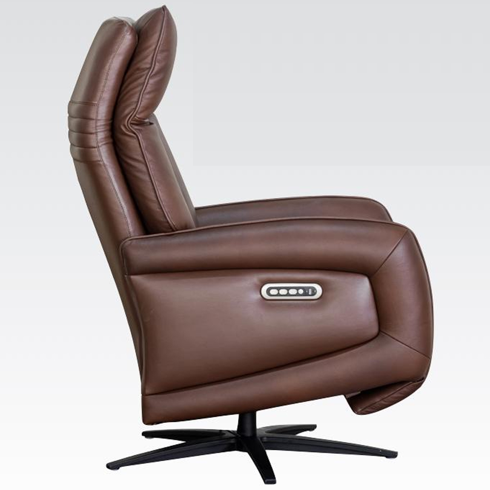Prato Leather Electric Recliner Chair In Dark Brown