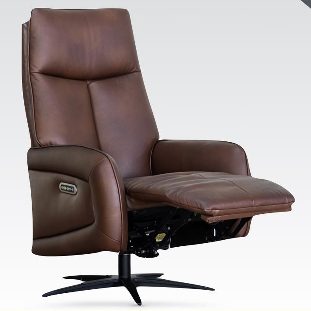 Prato Leather Electric Recliner Chair In Dark Brown