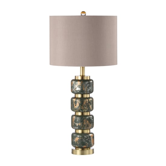 Product photograph of Prato Taupe Faux Silk Shade Table Lamp With Abstract Glass Base from Furniture in Fashion