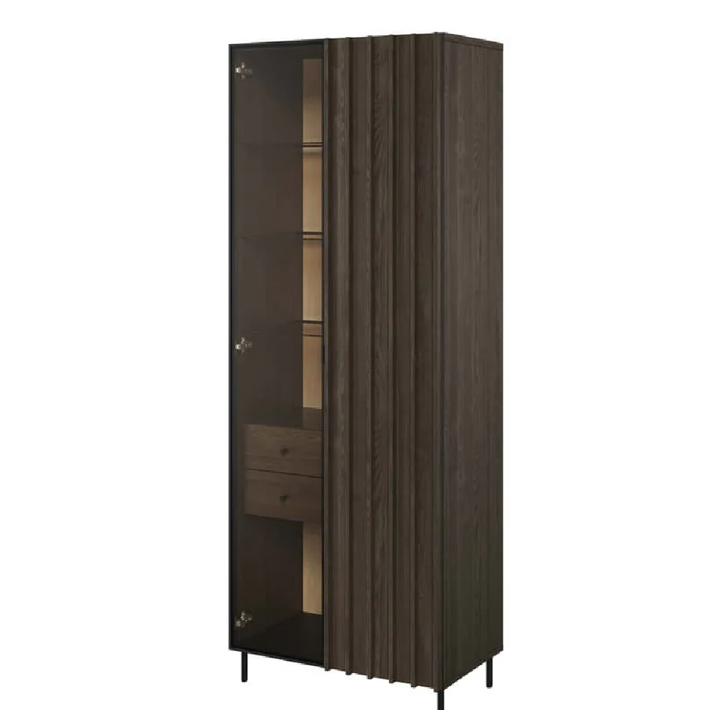 Prato Wooden Display Cabinet With 2 Doors In Portland Ash With LED