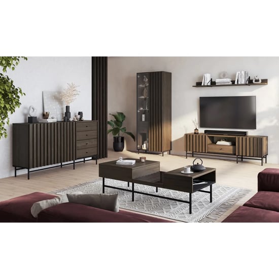 Prato Wooden Sideboard 2 Doors 4 Drawers In Portland Ash