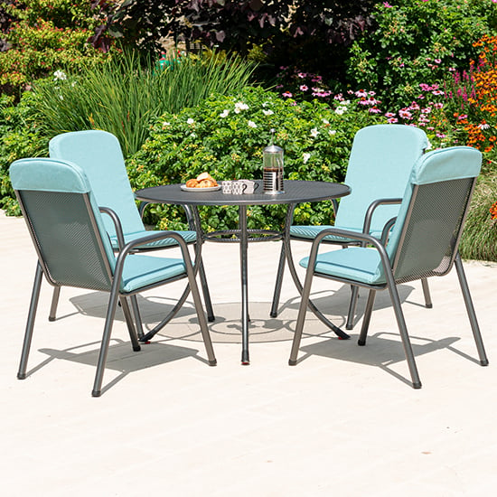 Prats Outdoor 1050mm Dining Table With 4 Chairs In Jade