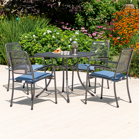 Prats Outdoor 1050mm Round Metal Dining Table In Grey Furniture in