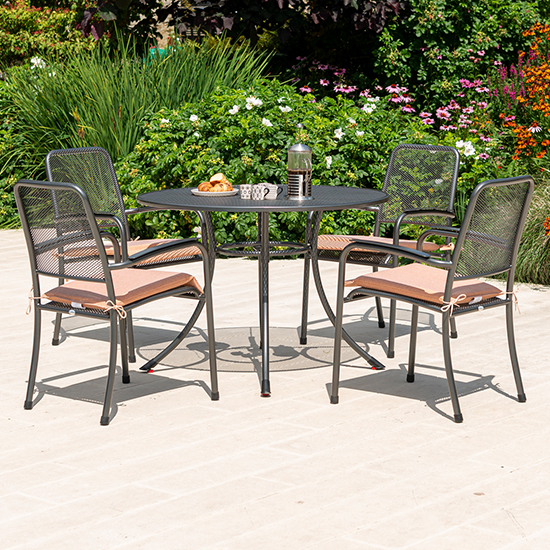 Prats Outdoor 1050mm Round Metal Dining Table In Grey Furniture in