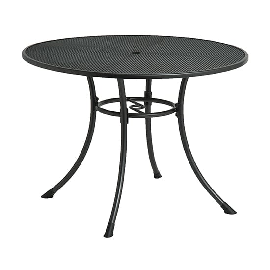 Product photograph of Prats Outdoor 1050mm Round Metal Dining Table In Grey from Furniture in Fashion