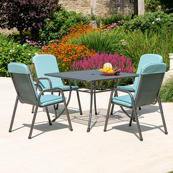 Photo of Prats outdoor 1100mm dining table with 4 chairs in jade