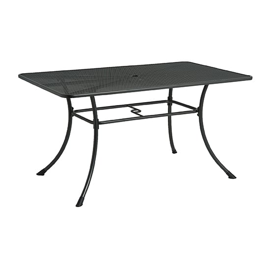 Prats Outdoor 1450mm Rectangular Metal Dining Table In Grey
