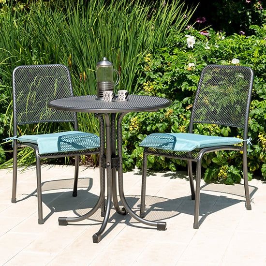 Photo of Prats outdoor metal bistro table with 2 chairs in jade