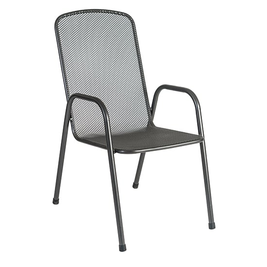 Product photograph of Prats Outdoor Metal Highback Stacking Armchair In Grey from Furniture in Fashion