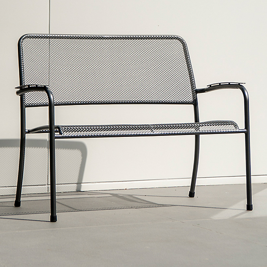 Product photograph of Prats Outdoor Metal Seating Bench In Grey from Furniture in Fashion