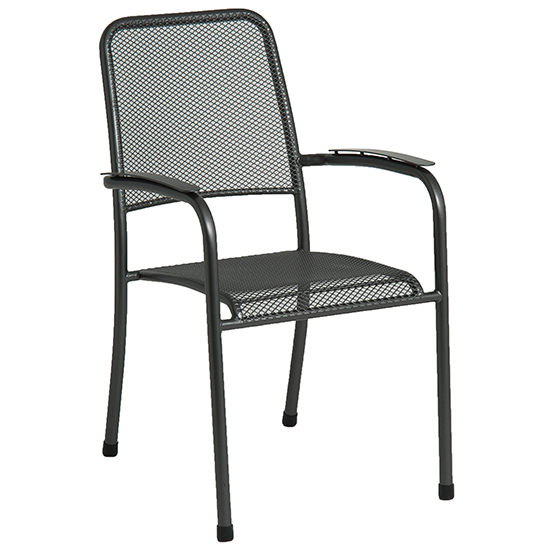 Prats Outdoor Metal Stacking Armchair In Grey