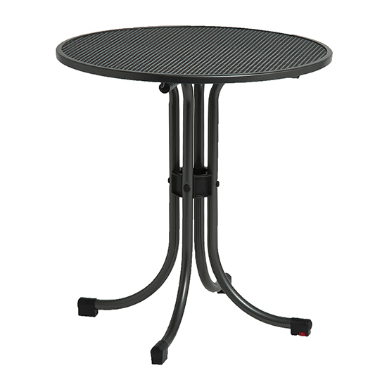 Prats Outdoor Round Metal Bistro Table In Grey_1