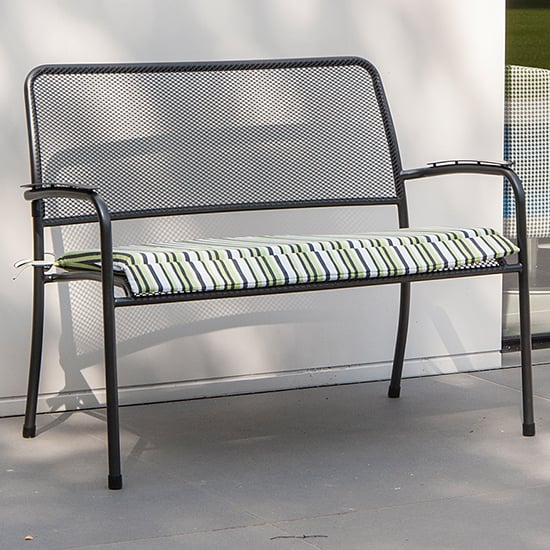 Prats Outdoor Seating Bench In Grey With Charcoal Cushion_1