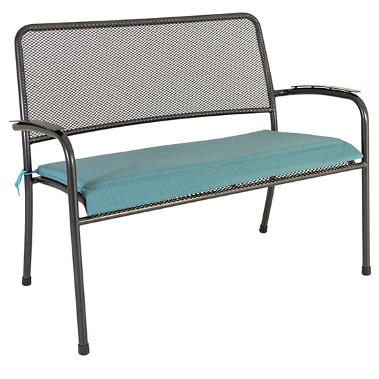 Prats Outdoor Seating Bench In Grey With Jade Cushion_2