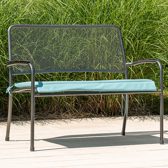 Prats Outdoor Seating Bench In Grey With Jade Cushion_1