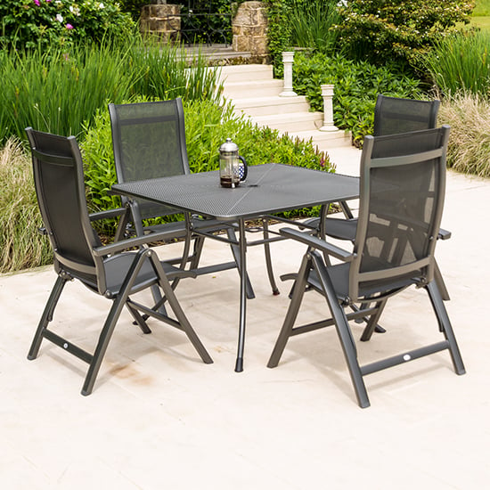 Prats Outdoor Square 1100mm Metal Dining Table In Grey_3