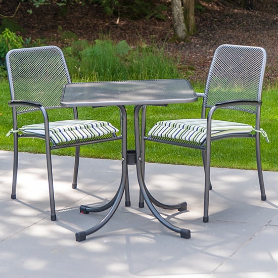 Product photograph of Prats Outdoor Square Bistro Table With 2 Armchairs In Charcoal from Furniture in Fashion